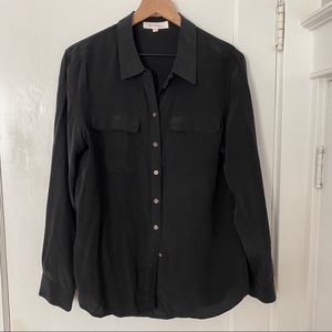Black Silk Button Down Shirt Equipment size medium